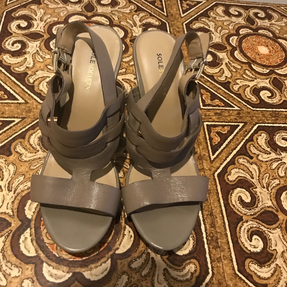 Sole Society light grey wedges.